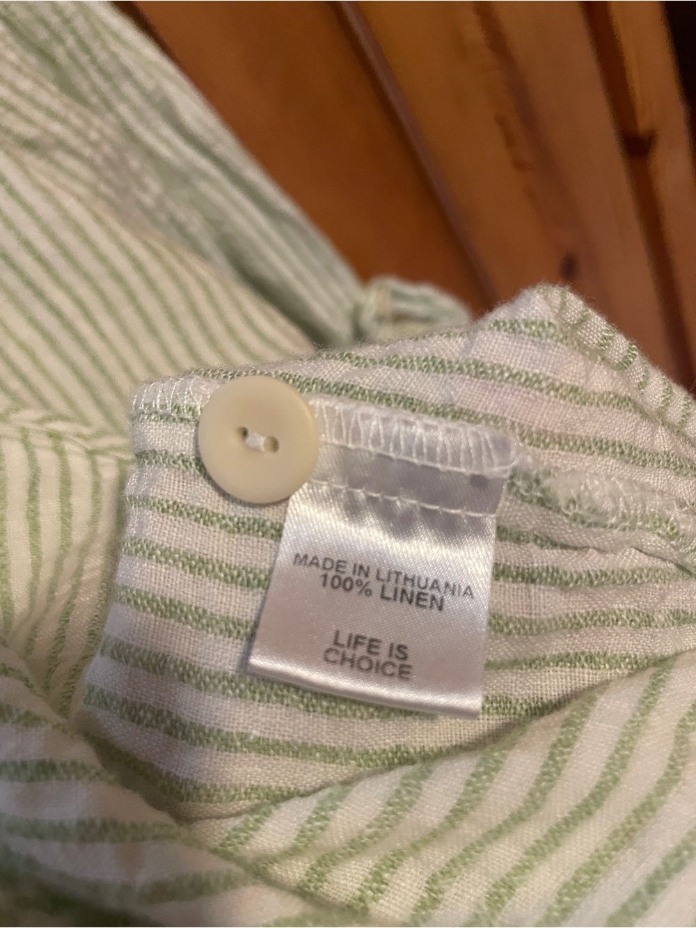 Flax 100% Linen collarless button down shirt - Picture 5 of 6